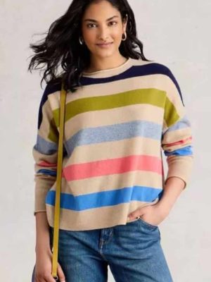 White Stuff Kitty Stripe Cashmere Jumper Nat Multi - La Vie en Rose Damesmode