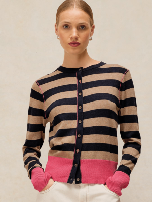 White Stuff Lois Stripe Cardi Navy Multi (5)