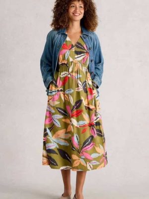 White Stuff Lucy Midi Dress Green Multi - La Vie en Rose Damesmode