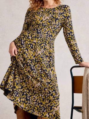 White Stuff Madeline Jersey Dress Chartreuse Multi - La Vie en Rose Damesmode