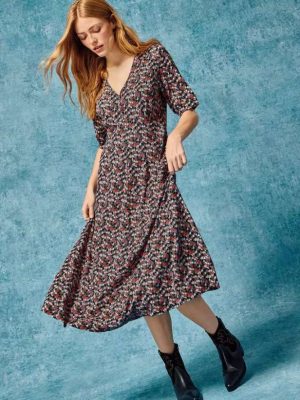 White Stuff Megan Jersey Dress Green Multi - La Vie en Rose Damesmode (1)