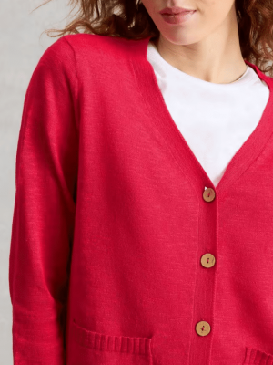 White Stuff Nova Linen Blend Cardi Dark Pink (4)