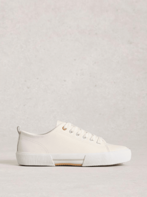 White Stuff Pippa Canvas Lace Up Trainer Natural White (2)