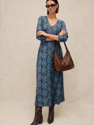White Stuff Reese Button Through Dress Blue Print (9)