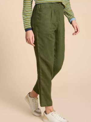 White Stuff Rowena Linen Trouser Dark Green - La Vie en Rose Damesmode
