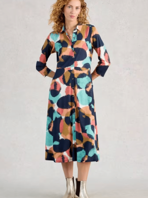 White Stuff Rua Jersey Shirt Dress Navy Multi - La Vie en Rose Damesmode