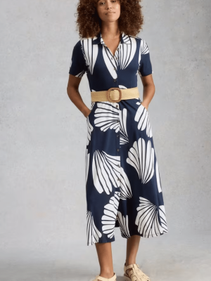 White Stuff Rua Jersey Shirt Dress Navy Print (5)