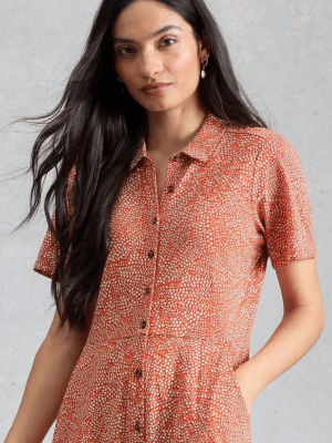 White Stuff Rua Jersey Shirt Dress Red Print (9)