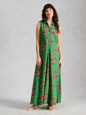 White Stuff Rua Maxi Jersey Shirt Dress Green Print 446115 - La Vie en Rose Damesmode (3)