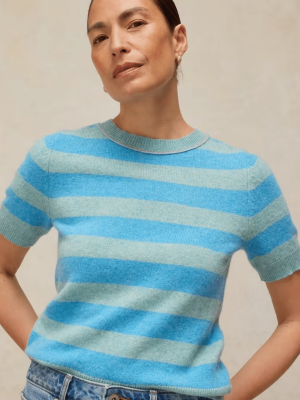 White Stuff Sansa Stripe Knitted Tee Blue Multi (2)