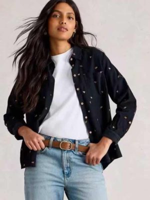 White Stuff Sophie Cord Shirt Navy Multi- La Vie en Rose Damesmode