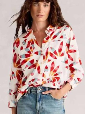 White Stuff Sophie Organic Cotton Shirt Ivory Print - La Vie en Rose Damesmode