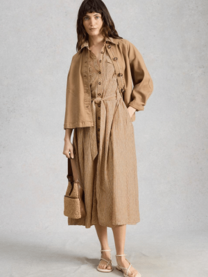 White Stuff Tiff Linen Blend Shirt Dress Natural Multi (4)