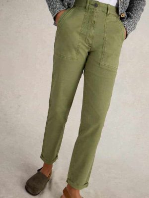 White Stuff Twister Chino Trouser Khaki Green - La Vie en Rose Damesmode